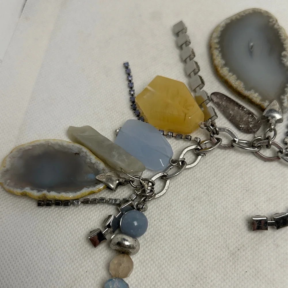 Chico’s Blue & Yellow Geode Statement Necklace – 19” Long / 4” Extender (EUC) - Picture 7 of 9